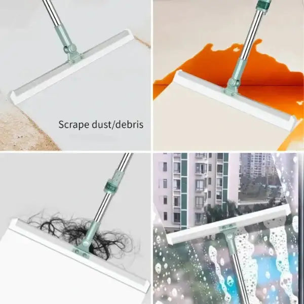 Magic Broom Sweeper for Floor Cleaning – 2-in-1 Silicone Wiper Mop with Stainless Steel Extendable Handle – Wet & Dry Floor Wiper & Window Squeegee for Home