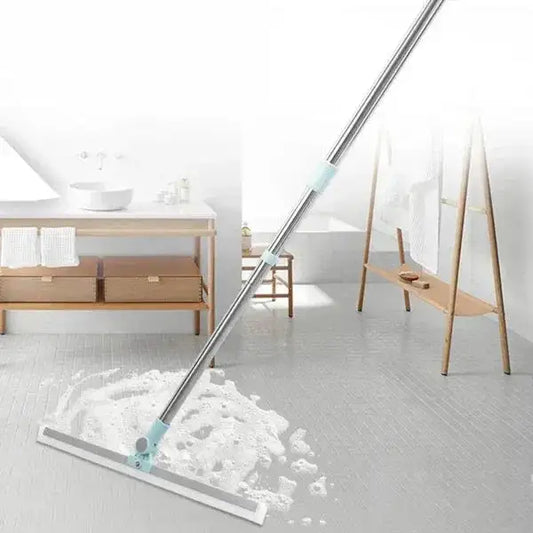 Magic Broom Sweeper for Floor Cleaning – 2-in-1 Silicone Wiper Mop with Stainless Steel Extendable Handle – Wet & Dry Floor Wiper & Window Squeegee for Home