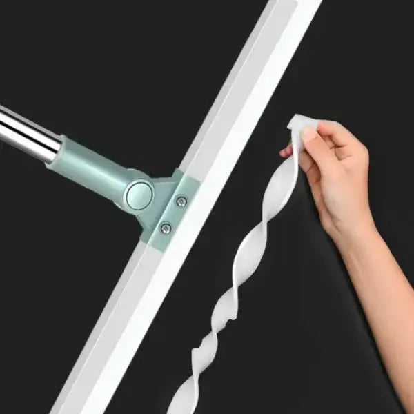 Magic Broom Sweeper for Floor Cleaning – 2-in-1 Silicone Wiper Mop with Stainless Steel Extendable Handle – Wet & Dry Floor Wiper & Window Squeegee for Home
