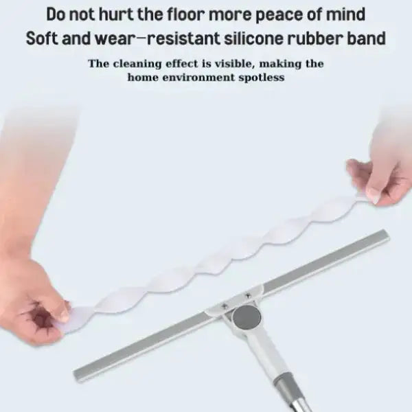 Magic Broom Sweeper for Floor Cleaning – 2-in-1 Silicone Wiper Mop with Stainless Steel Extendable Handle – Wet & Dry Floor Wiper & Window Squeegee for Home