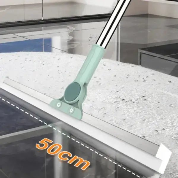 Magic Broom Sweeper for Floor Cleaning – 2-in-1 Silicone Wiper Mop with Stainless Steel Extendable Handle – Wet & Dry Floor Wiper & Window Squeegee for Home