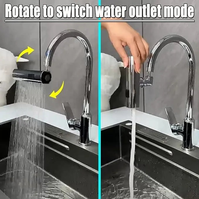 KingFlow Kitchen Faucet 4 Modes – 360° Swivel Faucet Extender & Splash-Proof Tap Attachment | Multi-Function Sink Nozzle for Washing Vegetables & Dishes