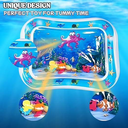 Wishora Baby Tummy Time Water Mat | Sensory Development Play Mat for Infants | Newborn Essentials & Baby Gift | Water-Filled Play Gym Toy