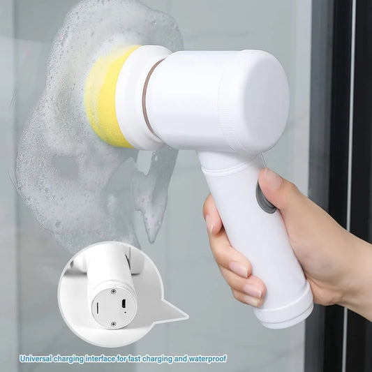 5-in-1 Electric Spin Brush for Bathroom, Tile & Kitchen Cleaning – Cordless Handheld Power Scrubber with Multiple Brush Heads, Waterproof Design, 360° Rotation