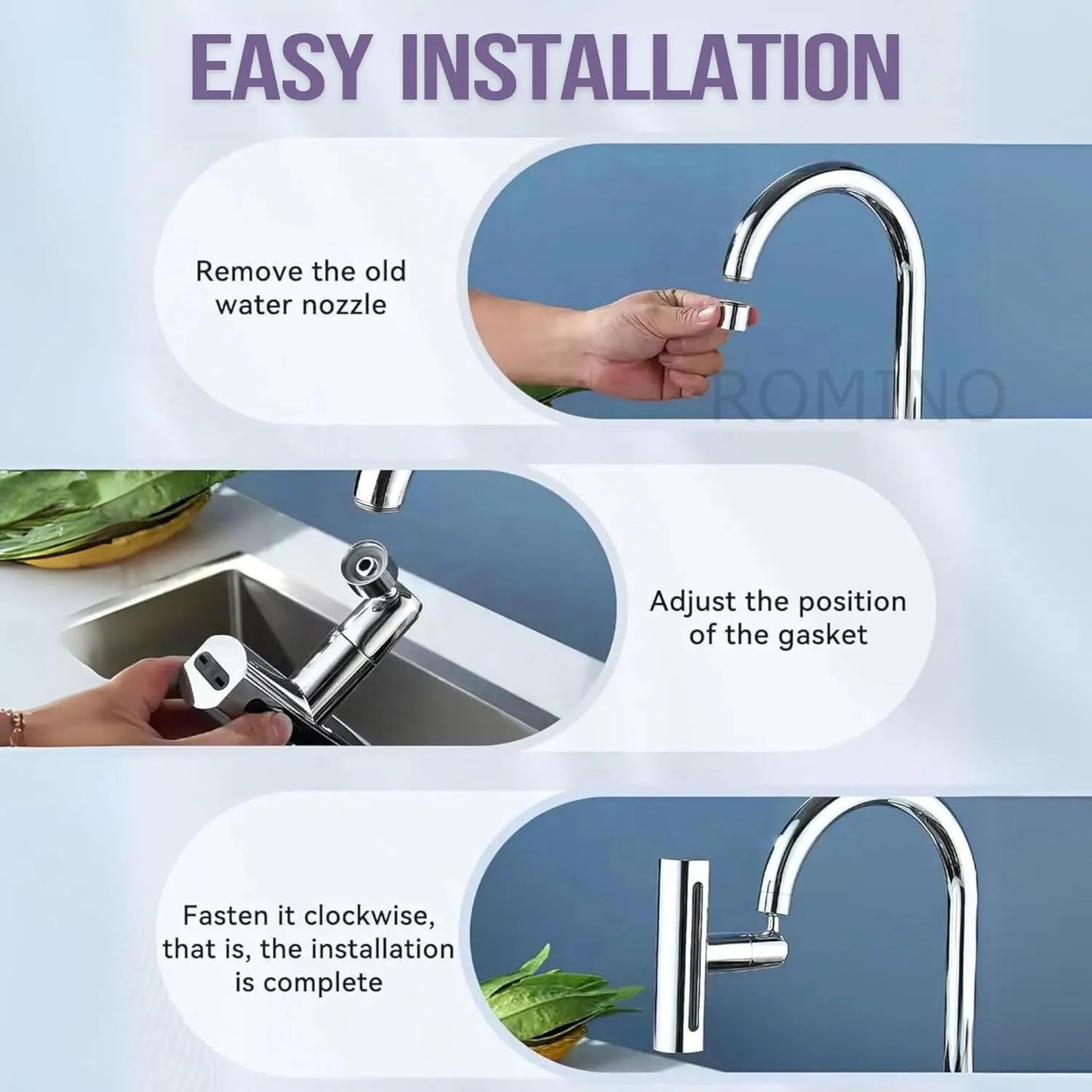 KingFlow Kitchen Faucet 4 Modes – 360° Swivel Faucet Extender & Splash-Proof Tap Attachment | Multi-Function Sink Nozzle for Washing Vegetables & Dishes