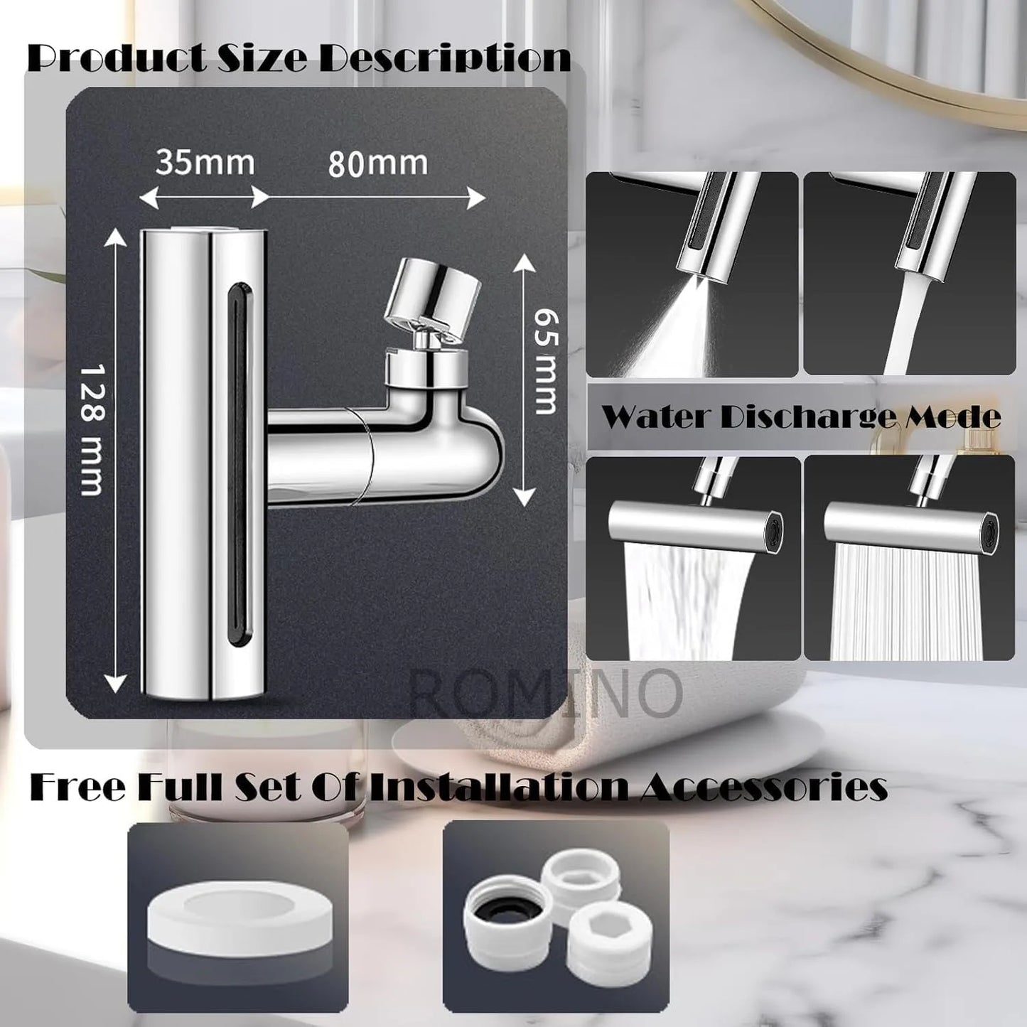 KingFlow Kitchen Faucet 4 Modes – 360° Swivel Faucet Extender & Splash-Proof Tap Attachment | Multi-Function Sink Nozzle for Washing Vegetables & Dishes