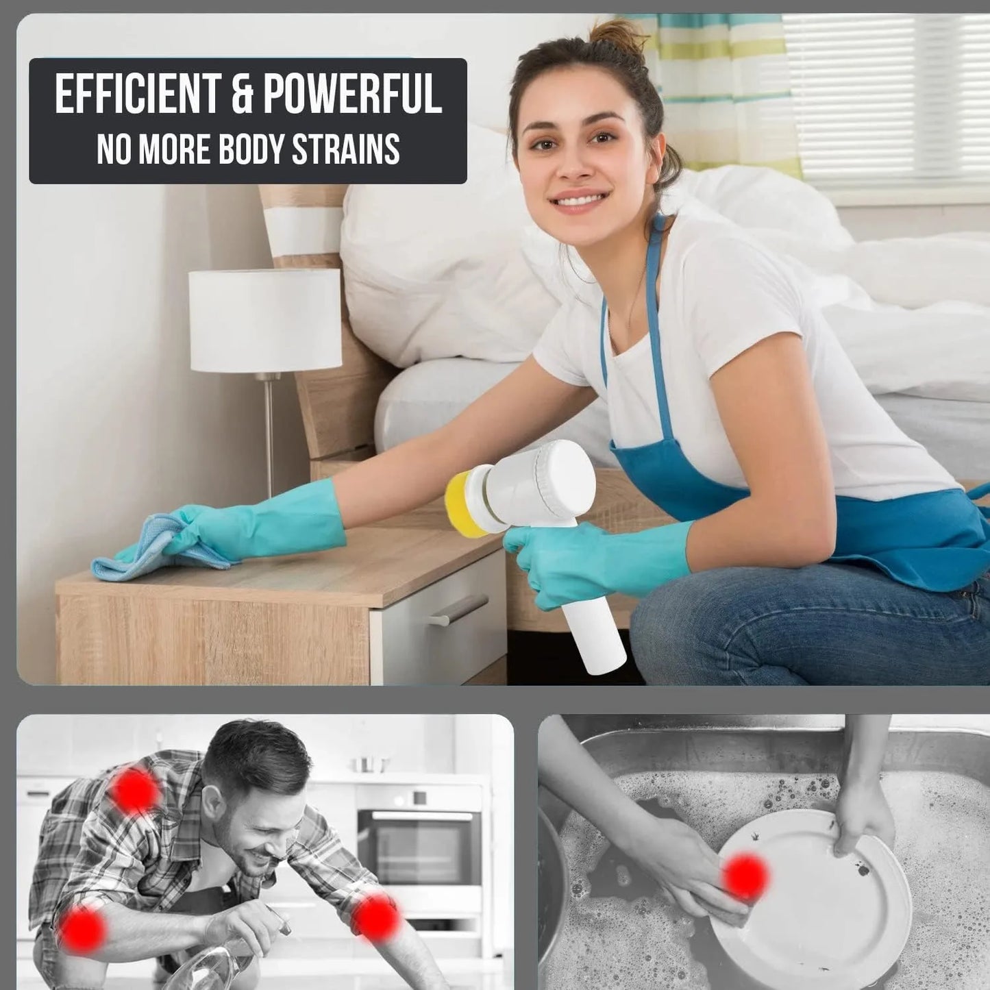 5-in-1 Electric Spin Brush for Bathroom, Tile & Kitchen Cleaning – Cordless Handheld Power Scrubber with Multiple Brush Heads, Waterproof Design, 360° Rotation