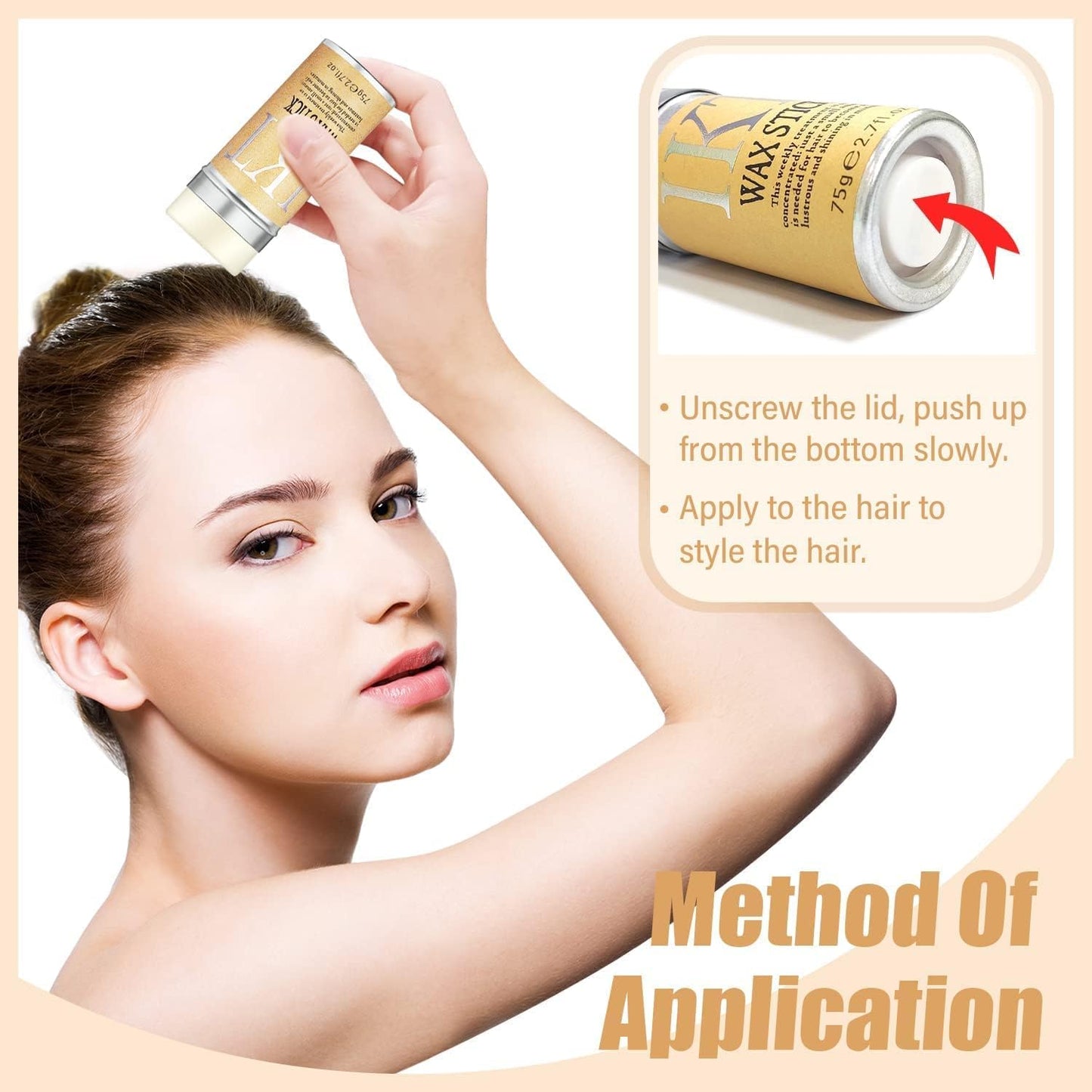 Hair Wax Stick for Women & Men - Hair Slick Back Stick, Anti-Frizz and Fly Away Hair Tamer, No Residue Hair Finishing Stick for Flyaways, All Day Hold Styling Product for Smoothing Hair Strands 75gm