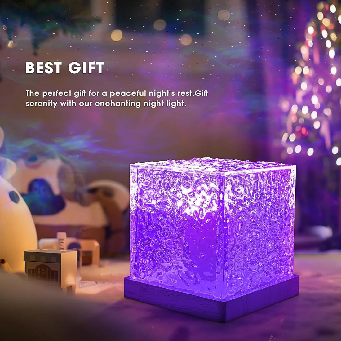Wave Ocean Lamp - Ripple Light and Mood Enhancer, Multi-Color LED Crystal Lamp with Remote Control, Soothing Ocean Waves for Bedroom, Home & Parties