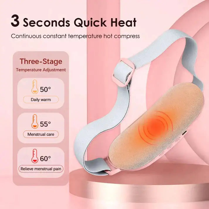 Period Cramps Massager - with 4 vibration modes, 3 heating modes and all size adjustable belt perfect for period pain relief