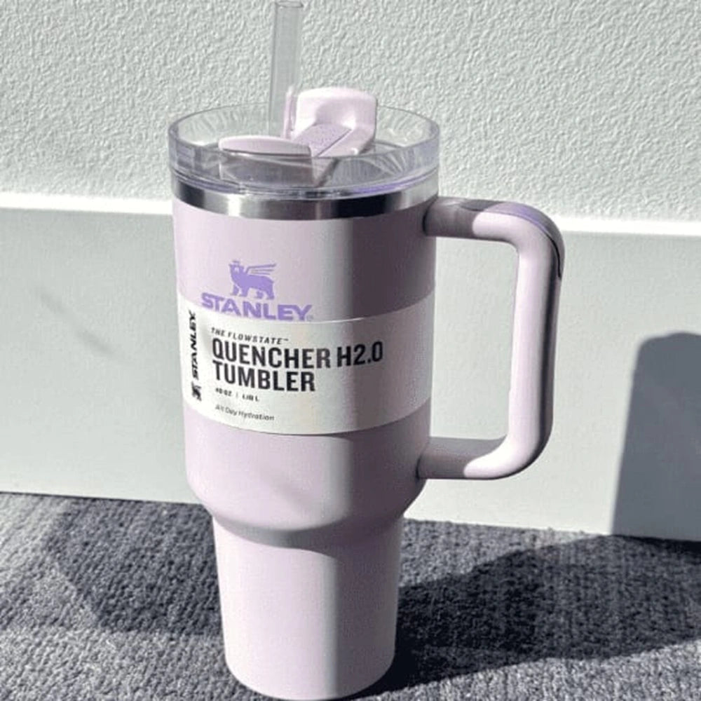 Stanley's Tumbler Cup: with insulated walls keeps drinks Cold for 11 hours, Hot for 7 hours and Iced for 48 hours