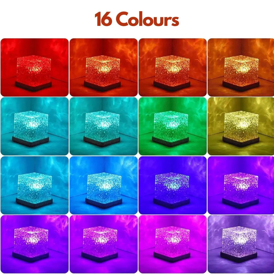 Wave Ocean Lamp - Ripple Light and Mood Enhancer, Multi-Color LED Crystal Lamp with Remote Control, Soothing Ocean Waves for Bedroom, Home & Parties