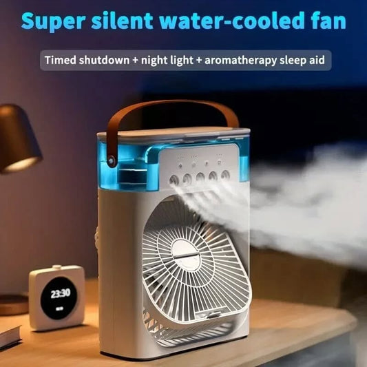 Portable Mini Air Cooler Fan and Humidifier - With Color LED Night Lights and 3 Fan Speeds Personal Air Conditioning for Home & Office