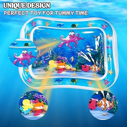 Wishora Baby Tummy Time Water Mat | Sensory Development Play Mat for Infants | Newborn Essentials & Baby Gift | Water-Filled Play Gym Toy