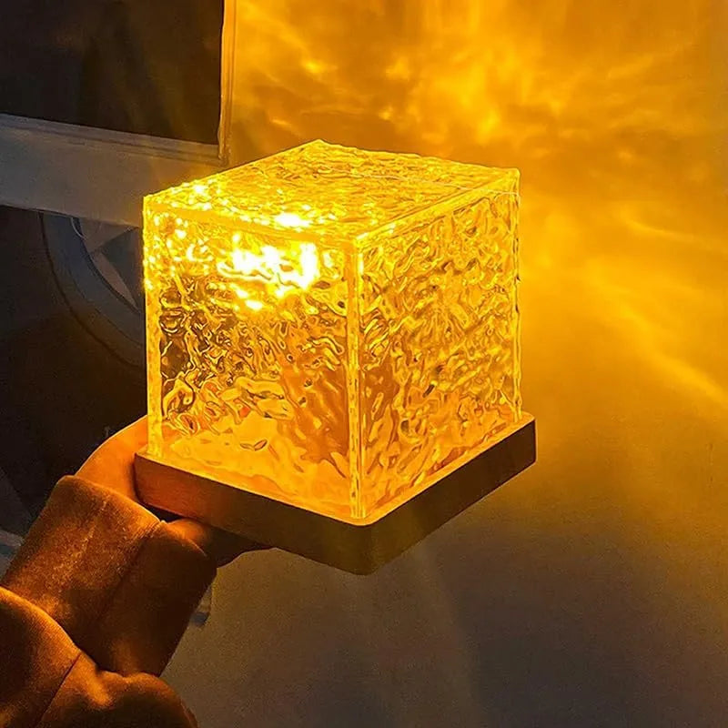 Wave Ocean Lamp - Ripple Light and Mood Enhancer, Multi-Color LED Crystal Lamp with Remote Control, Soothing Ocean Waves for Bedroom, Home & Parties