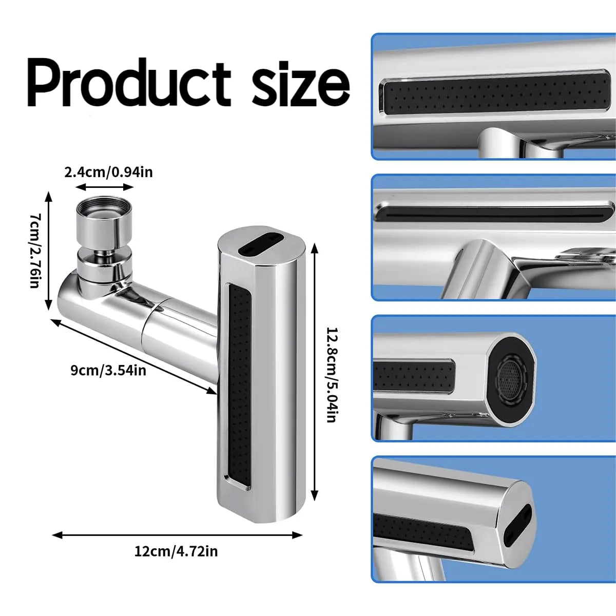 KingFlow Kitchen Faucet 4 Modes – 360° Swivel Faucet Extender & Splash-Proof Tap Attachment | Multi-Function Sink Nozzle for Washing Vegetables & Dishes