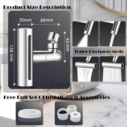 KingFlow Kitchen Faucet 4 Modes – 360° Swivel Faucet Extender & Splash-Proof Tap Attachment | Multi-Function Sink Nozzle for Washing Vegetables & Dishes
