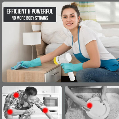 5-in-1 Electric Spin Brush for Bathroom, Tile & Kitchen Cleaning – Cordless Handheld Power Scrubber with Multiple Brush Heads, Waterproof Design, 360° Rotation