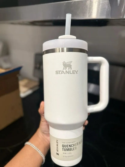 Stanley's Tumbler Cup: with insulated walls keeps drinks Cold for 11 hours, Hot for 7 hours and Iced for 48 hours