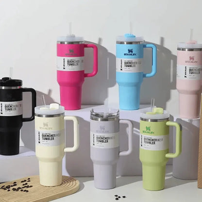 Stanley's Tumbler Cup: with insulated walls keeps drinks Cold for 11 hours, Hot for 7 hours and Iced for 48 hours